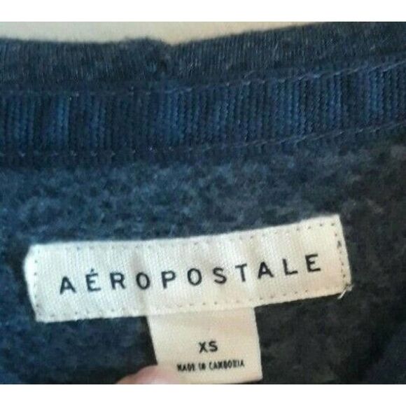 Aeropostale Hooded Fleece Jacket Womens XS Blue Kangaroo Pocket Pullover Logo - Picture 4 of 8